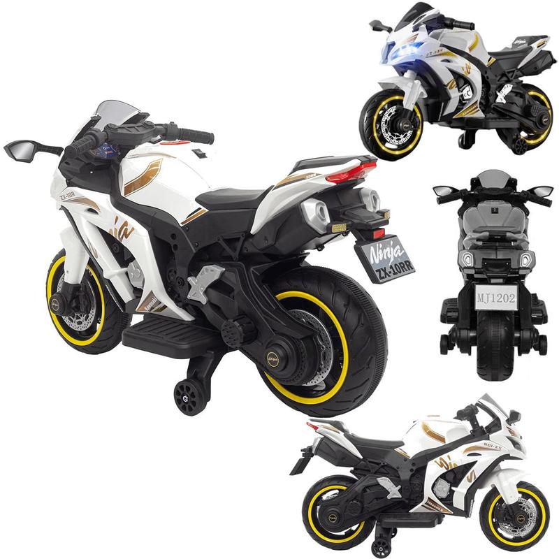 Moto Eletrica Bang Toys Kawasaki Ninja ZX-10RR 12V Branca - Moto